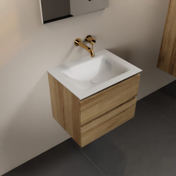 MONDIAZ AIVY 60cm badmeubel Chai, wastafel Talc solid surface midden zonder kraangat