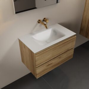 MONDIAZ AIVY 80cm badmeubel Chai, wastafel Talc solid surface midden zonder kraangat