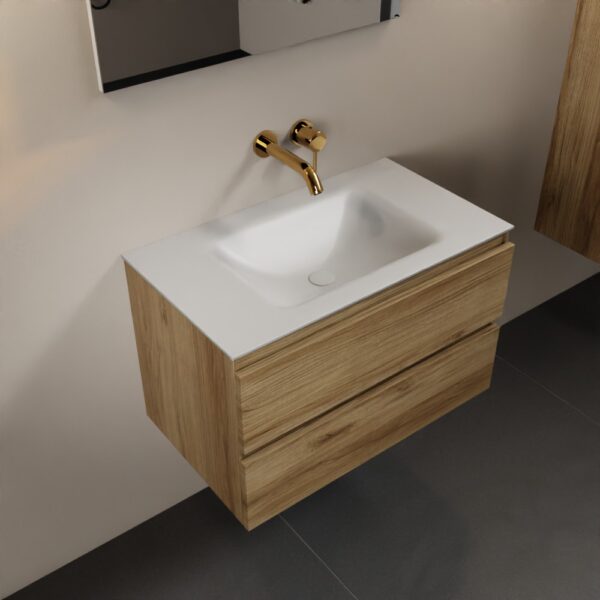MONDIAZ AIVY 80cm badmeubel Chai, wastafel Talc solid surface midden zonder kraangat