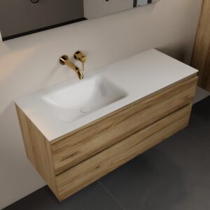 MONDIAZ AIVY 120cm badmeubel Chai, wastafel Talc solid surface links zonder kraangat