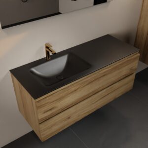 MONDIAZ AIVY 120cm badmeubel Chai, wastafel Urban solid surface links 1 kraangat