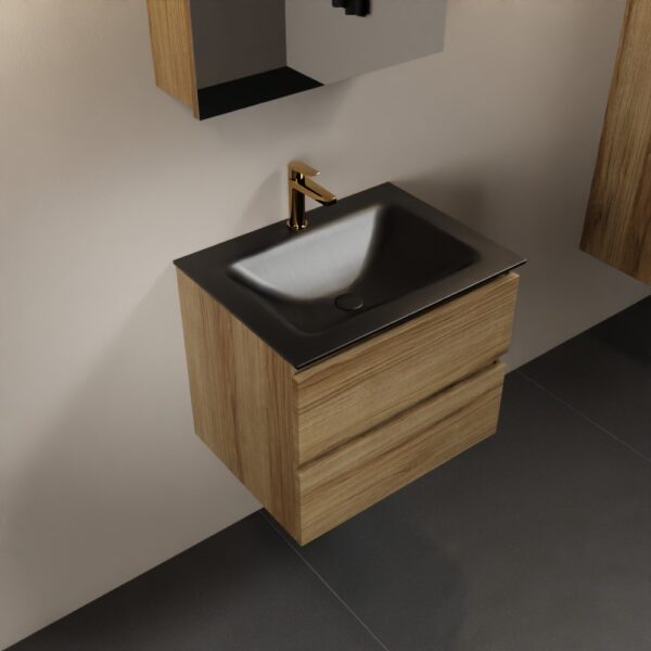 MONDIAZ AIVY 60cm badmeubel Chai, wastafel Urban solid surface midden 1 kraangat met spiegelkast