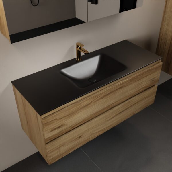 MONDIAZ AIVY 120cm badmeubel Chai, wastafel Urban solid surface midden 1 kraangat met spiegelkast