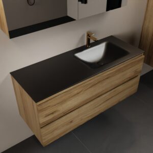 MONDIAZ AIVY 120cm badmeubel Chai, wastafel Urban solid surface rechts 1 kraangat met spiegelkast