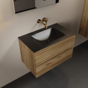 MONDIAZ AIVY 80cm badmeubel Chai, wastafel Urban solid surface midden zonder kraangat
