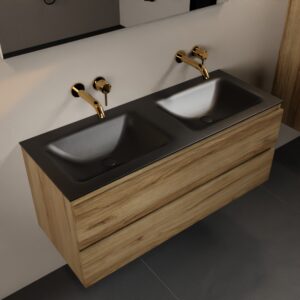 MONDIAZ AIVY 120cm badmeubel Chai, wastafel Urban solid surface dubbel zonder kraangat