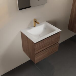 MONDIAZ AIVY 60cm badmeubel Mocha, wastafel Talc solid surface midden 1 kraangat