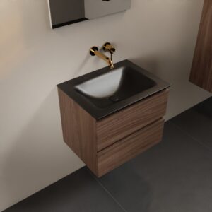 MONDIAZ AIVY 60cm badmeubel Mocha, wastafel Urban solid surface midden zonder kraangat