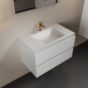MONDIAZ AIVY 80cm badmeubel Talc, wastafel Talc solid surface midden 1 kraangat