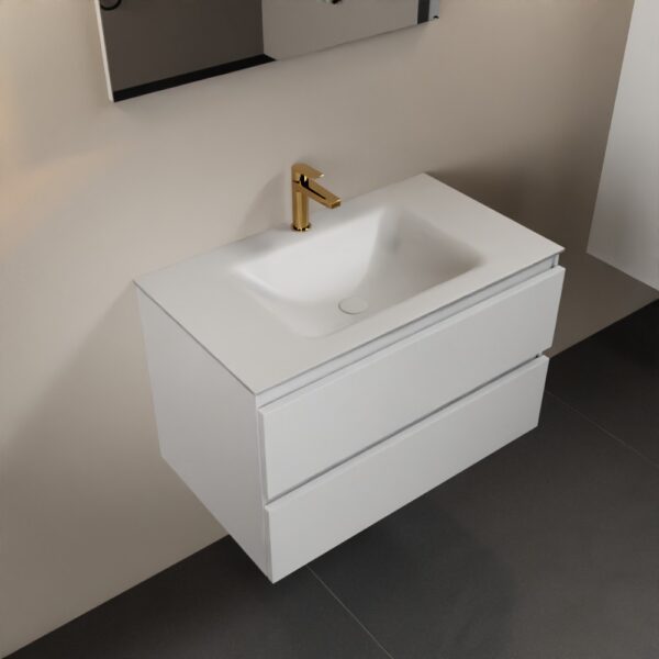 MONDIAZ AIVY 80cm badmeubel Talc, wastafel Talc solid surface midden 1 kraangat