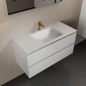 MONDIAZ AIVY 100cm badmeubel Talc, wastafel Talc solid surface midden 1 kraangat