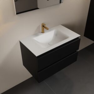 MONDIAZ AIVY 80cm badmeubel Urban, wastafel Talc solid surface midden 1 kraangat