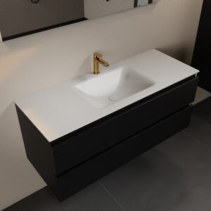 MONDIAZ AIVY 120cm badmeubel Urban, wastafel Talc solid surface midden 1 kraangat