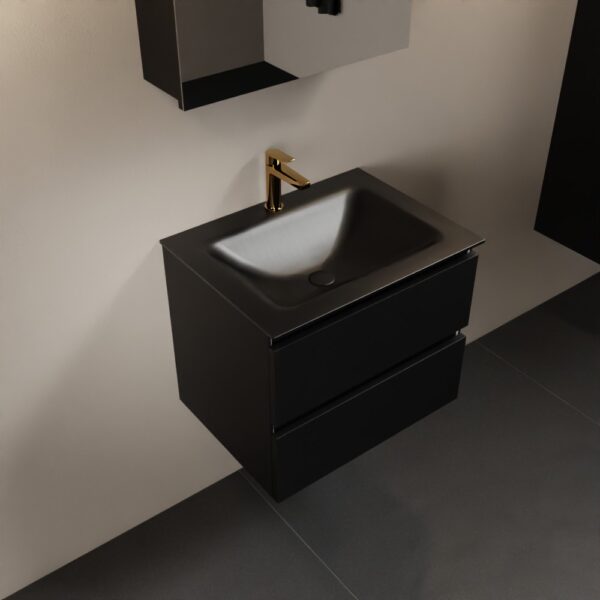 MONDIAZ AIVY 60cm badmeubel Urban, wastafel Urban solid surface midden 1 kraangat met spiegelkast