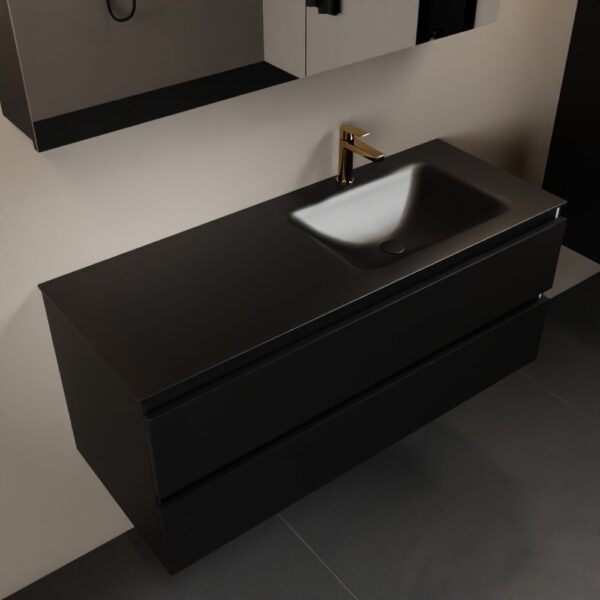 MONDIAZ AIVY 120cm badmeubel Urban, wastafel Urban solid surface rechts 1 kraangat met spiegelkast