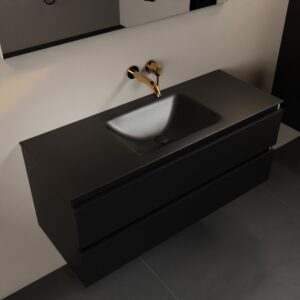 MONDIAZ AIVY 120cm badmeubel Urban, wastafel Urban solid surface midden zonder kraangat