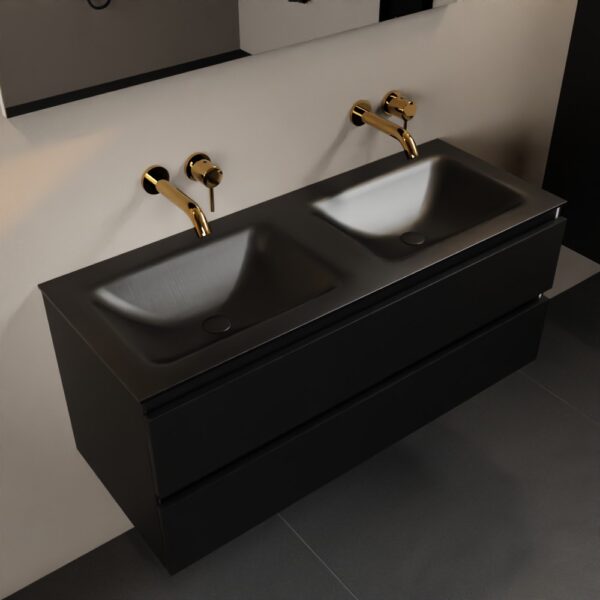 MONDIAZ AIVY 120cm badmeubel Urban, wastafel Urban solid surface dubbel zonder kraangat