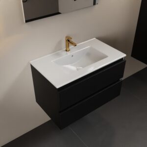 MONDIAZ AIVY 80cm badmeubel Urban, wastafel glanzend wit keramiek midden 1 kraangat