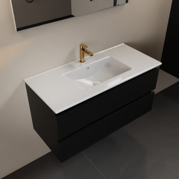 MONDIAZ AIVY 100cm badmeubel Urban, wastafel glanzend wit keramiek midden 1 kraangat