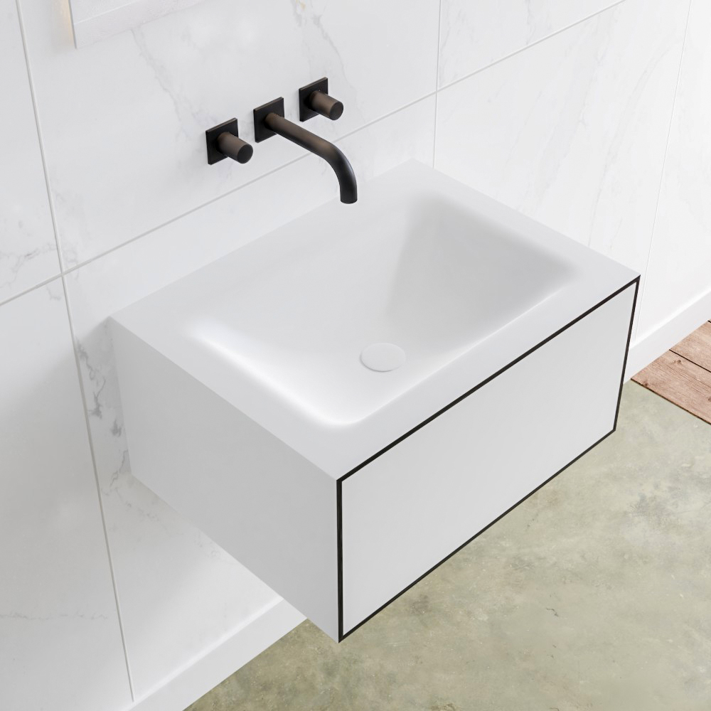 MONDIAZ LAGOM 60 badmeubel solid surface urban 1 lade CLOUD midden 0 kraangaten