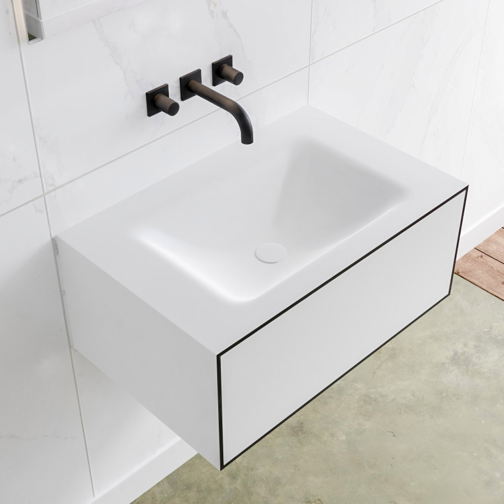 MONDIAZ LAGOM 70 badmeubel solid surface urban 1 lade CLOUD midden 0 kraangaten