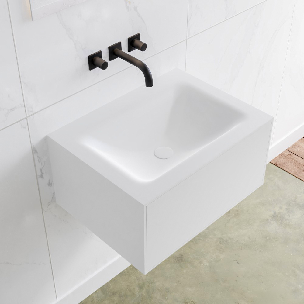 MONDIAZ LAGOM 60 badmeubel solid surface talc 1 lade CLOUD midden 0 kraangaten