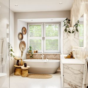 MONDIAZ VICA 200cm badmeubel onderkast Carrara 4 lades. Wastafel CLOUD links zonder kraangat, kleur Talc met spiegel LED.