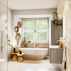 MONDIAZ VICA 80cm badmeubel onderkast Light Brown Grey 2 lades. Wastafel Moon midden 1 kraangat, kleur Talc met spiegel LED.
