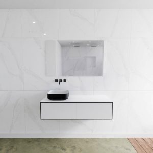 MONDIAZ LAGOM 120 badmeubel solid surface urban 2 lades BINX links 0 kraangaten