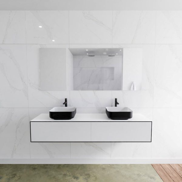 MONDIAZ LAGOM 170 badmeubel solid surface urban 2 lades BINX dubbel 2 kraangaten