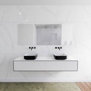 MONDIAZ LAGOM 180 badmeubel solid surface urban 2 lades BINX dubbel 0 kraangaten