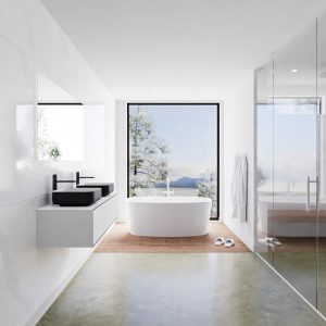 MONDIAZ LAGOM 120 badmeubel solid surface urban 2 lades BINX dubbel 2 kraangaten