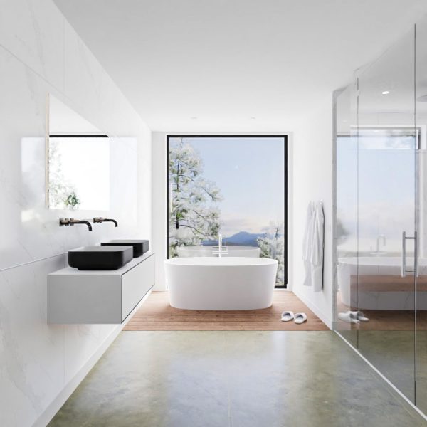 MONDIAZ LAGOM 120 badmeubel solid surface urban 1 lade BINX dubbel 0 kraangaten