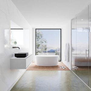 MONDIAZ LAGOM 120 badmeubel solid surface urban 2 lades BINX links 0 kraangaten