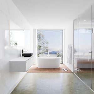 MONDIAZ LAGOM 130 badmeubel solid surface urban 1 lades BINX rechts 1 kraangat