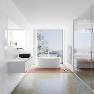 MONDIAZ LAGOM 150 badmeubel solid surface urban 1 lades BINX midden 0 kraangaten