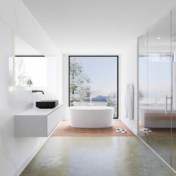 MONDIAZ LAGOM 150 badmeubel solid surface urban 1 lades BINX midden 0 kraangaten