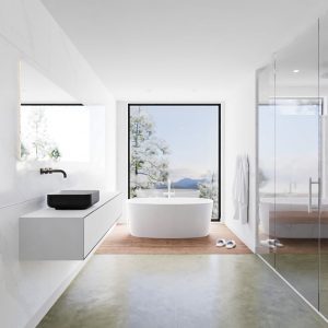 MONDIAZ LAGOM 170 badmeubel solid surface urban 2 lades BINX links 0 kraangaten
