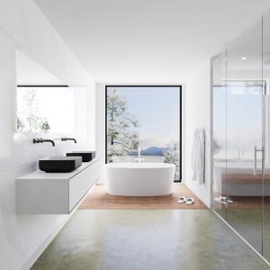 MONDIAZ LAGOM 170 badmeubel solid surface urban 2 lades BINX dubbel 0 kraangaten