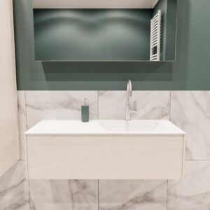 MONDIAZ LUSH 100 badmeubel underlayment 1 lade wastafel rechts 1 kraangat