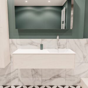 MONDIAZ LUSH 120 badmeubel underlayment 1 lade wastafel rechts 1 kraangat
