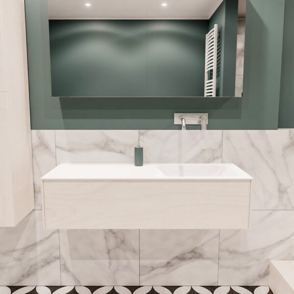 MONDIAZ LUSH 120 badmeubel underlayment 1 lade wastafel rechts geen kraangat