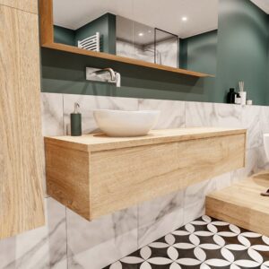 MONDIAZ LUSH 150 badmeubel washed oak 1 lades BARCO links geen kraangat