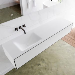 MONDIAZ LAGOM 170 badmeubel solid surface urban 2 lades CLOUD links 0 kraangaten