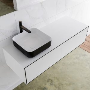 MONDIAZ LAGOM 120 badmeubel solid surface urban 2 lades BINX links 1 kraangat