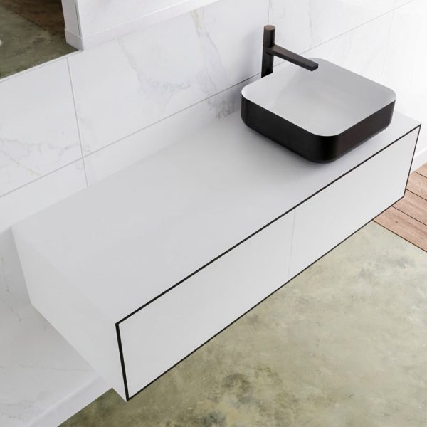 MONDIAZ LAGOM 120 badmeubel solid surface urban 2 lades BINX rechts 1 kraangat