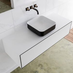 MONDIAZ LAGOM 120 badmeubel solid surface urban 1 lade BINX midden 0 kraangaten
