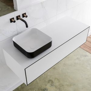 MONDIAZ LAGOM 120 badmeubel solid surface urban 1 lade BINX links 0 kraangaten