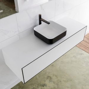 MONDIAZ LAGOM 130 badmeubel solid surface urban 1 lades BINX midden 1 kraangat