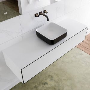 MONDIAZ LAGOM 140 badmeubel solid surface urban 1 lades BINX midden 0 kraangaten